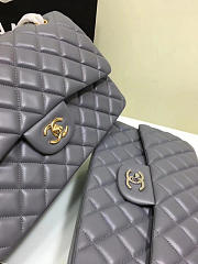 CHANEL LAMBSKIN LEATHER FLAP BAG GOLD/SILVER GREY 30CM - 4