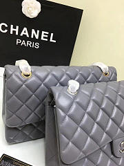 CHANEL LAMBSKIN LEATHER FLAP BAG GOLD/SILVER GREY 30CM - 3