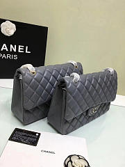 CHANEL LAMBSKIN LEATHER FLAP BAG GOLD/SILVER GREY 30CM - 2