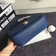 CHANEL GRAINED CALFSKIN LARGE TOP HANDLE FLAP BAG BLUE A93757 VS 02159 - 6