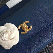 CHANEL GRAINED CALFSKIN LARGE TOP HANDLE FLAP BAG BLUE A93757 VS 02159 - 4