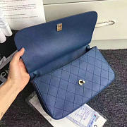 CHANEL GRAINED CALFSKIN LARGE TOP HANDLE FLAP BAG BLUE A93757 VS 02159 - 3