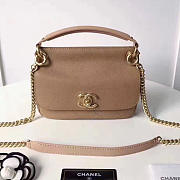 CHANELGRAINED CALFSKIN MINI TOP HANDLE FLAP BAG BEIGE A93756 VS 06010 - 1