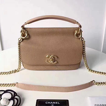CHANELGRAINED CALFSKIN MINI TOP HANDLE FLAP BAG BEIGE A93756 VS 06010