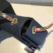 CHANEL GRAINED CALFSKIN FLAP BAG WITH TOP HANDLE BLUE A93633 VS 06142 - 6