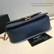 CHANEL GRAINED CALFSKIN FLAP BAG WITH TOP HANDLE BLUE A93633 VS 06142 - 5