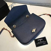 CHANEL GRAINED CALFSKIN FLAP BAG WITH TOP HANDLE BLUE A93633 VS 06142 - 4