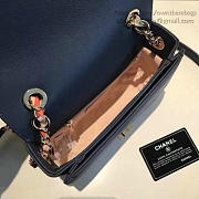 CHANEL GRAINED CALFSKIN FLAP BAG WITH TOP HANDLE BLUE A93633 VS 06142 - 3