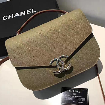 CHANEL GRAINED CALFSKIN FLAP BAG WITH TOP HANDLE GREEN A93633 VS 09198
