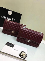 CHANEL LAMBSKIN LEATHER FLAP BAG WINE RED GOLD/SILVER 30CM - 6