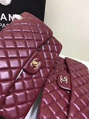 CHANEL LAMBSKIN LEATHER FLAP BAG WINE RED GOLD/SILVER 30CM - 4