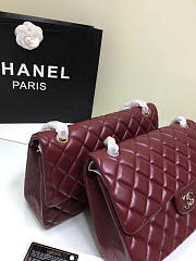 CHANEL LAMBSKIN LEATHER FLAP BAG WINE RED GOLD/SILVER 30CM - 3