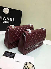 CHANEL LAMBSKIN LEATHER FLAP BAG WINE RED GOLD/SILVER 30CM - 2