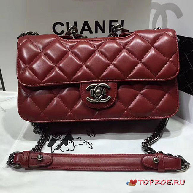 CHANEL QUILTED CALFSKIN PERFECT EDGE BAG RED SILVER A14041 VS 01256 - 1