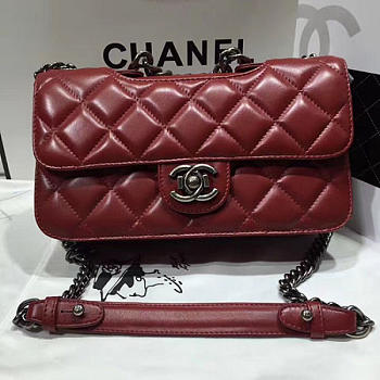 CHANEL QUILTED CALFSKIN PERFECT EDGE BAG RED SILVER A14041 VS 01256