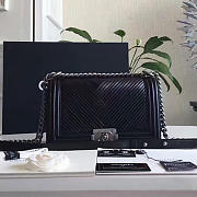 CHANEL MEDIUM CHEVRON LAMBSKIN QUILTED BOY BAG BLACK A13044 VS 09296 - 1