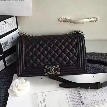 CHANEL QUILTED CAVIAR MEDIUM BOY BAG BLACK 180301 VS 06570