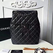 CHANEL CAVIAR QUILTED LAMBSKIN BACKPACK BLACK SILVER 24CM - 1