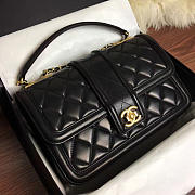 CHANEL QUILTED LAMBSKIN GOLD-TONE METAL FLAP BAG BLACK A91365 VS 03475 - 1