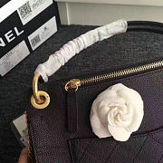 CHANEL GRAINED CALFSKIN LARGE TOP HANDLE FLAP BAG BLACK A93757 VS 08858 - 2