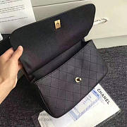 CHANEL GRAINED CALFSKIN LARGE TOP HANDLE FLAP BAG BLACK A93757 VS 08858 - 5