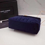 YSL LOULOU MONOGRAM QUILTED VELVET SHOULDER BAG BLUE 4795 - 6