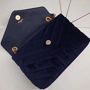 YSL LOULOU MONOGRAM QUILTED VELVET SHOULDER BAG BLUE 4795 - 5