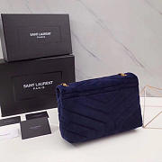 YSL LOULOU MONOGRAM QUILTED VELVET SHOULDER BAG BLUE 4795 - 3