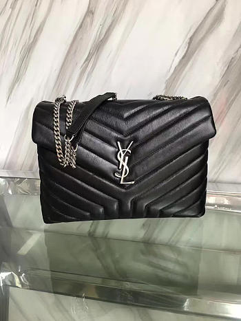 LOULOU MEDIUM IN MATELASSÉ “Y” LEATHER SILVER SIZE 32 x 22 x 12 CM