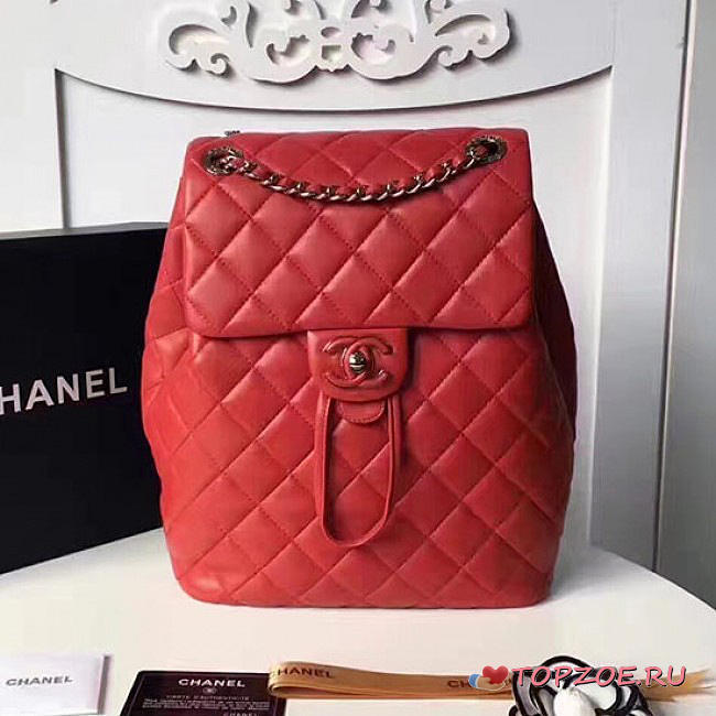 CHANEL CAVIAR QUILTED LAMBSKIN BACKPACK RED 24CM - 1