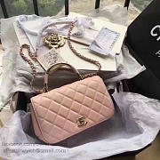 CHANEL CAVIAR QUILTED LAMBSKIN FLAP BAG WITH TOP HANDLE PINK A93752 VS 00969 - 2
