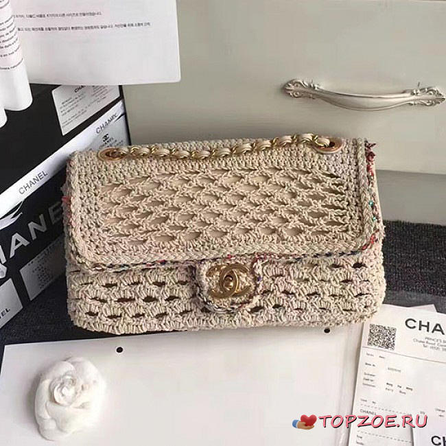 CHANEL CROCHET BRAID CAYO COCO FLAP BAG BEIGE A93680 VS 02814 - 1