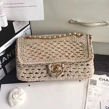 CHANEL CROCHET BRAID CAYO COCO FLAP BAG BEIGE A93680 VS 02814