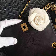 CHANEL CALFSKIN CAMELLIA WAIST CHAIN BAG BLACK A91830 VS 06486 - 3