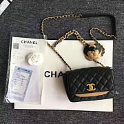 CHANEL CALFSKIN CAMELLIA WAIST CHAIN BAG BLACK A91830 VS 06486 - 2