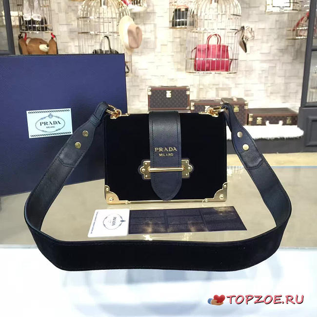 PRADA VELVET CAHIER BAG BLACK 4263 - 1