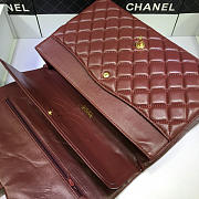 CHANEL LAMBSKIN LEATHER FLAP BAG WITH GOLD/SILVER HARDWARE MAROON RED 33CM - 5