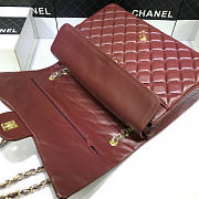 CHANEL LAMBSKIN LEATHER FLAP BAG WITH GOLD/SILVER HARDWARE MAROON RED 33CM - 4