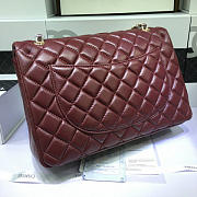 CHANEL LAMBSKIN LEATHER FLAP BAG WITH GOLD/SILVER HARDWARE MAROON RED 33CM - 3