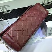 CHANEL LAMBSKIN LEATHER FLAP BAG WITH GOLD/SILVER HARDWARE MAROON RED 33CM - 2