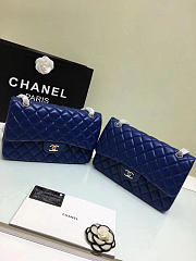 CHANEL LAMBSKIN LEATHER FLAP BAG GOLD/SILVER BLUE 30CM - 6