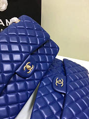 CHANEL LAMBSKIN LEATHER FLAP BAG GOLD/SILVER BLUE 30CM - 4