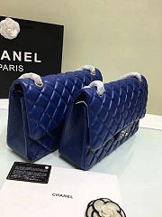 CHANEL LAMBSKIN LEATHER FLAP BAG GOLD/SILVER BLUE 30CM - 3