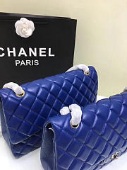CHANEL LAMBSKIN LEATHER FLAP BAG GOLD/SILVER BLUE 30CM - 2