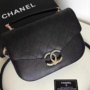 CHANEL GRAINED CALFSKIN FLAP BAG WITH TOP HANDLE BLACK A93633 VS 04911 - 1