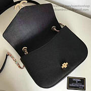 CHANEL GRAINED CALFSKIN FLAP BAG WITH TOP HANDLE BLACK A93633 VS 04911 - 4