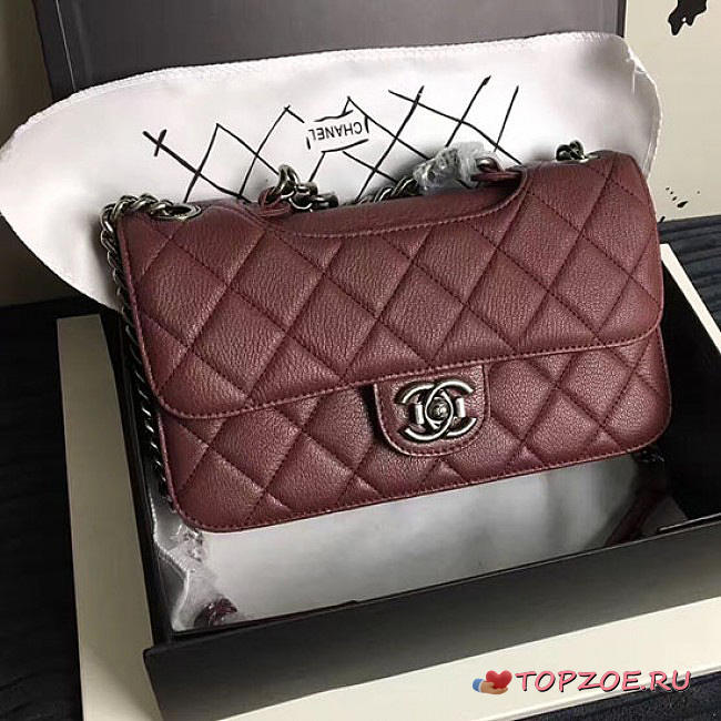 CHANEL QUILTED DEERSKIN PERFECT EDGE BAG BURGUNDY A14041 VS 08504 - 1