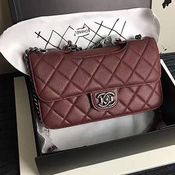 CHANEL QUILTED DEERSKIN PERFECT EDGE BAG BURGUNDY A14041 VS 08504
