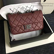 CHANEL QUILTED DEERSKIN PERFECT EDGE BAG BURGUNDY A14041 VS 08504 - 2