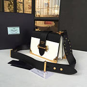 PRADA CAHIER LEATHER SHOULDER BAG WHITE - 5